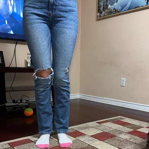 Reformation Distressed Liza High Rise Straight Long Jeans - Picture 7 of 7